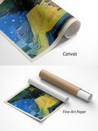 Vincent van Gogh Caféterrasse bei Nacht Kunstdruck auf Canvas und Fine-Art-Papier im Materialvergleich