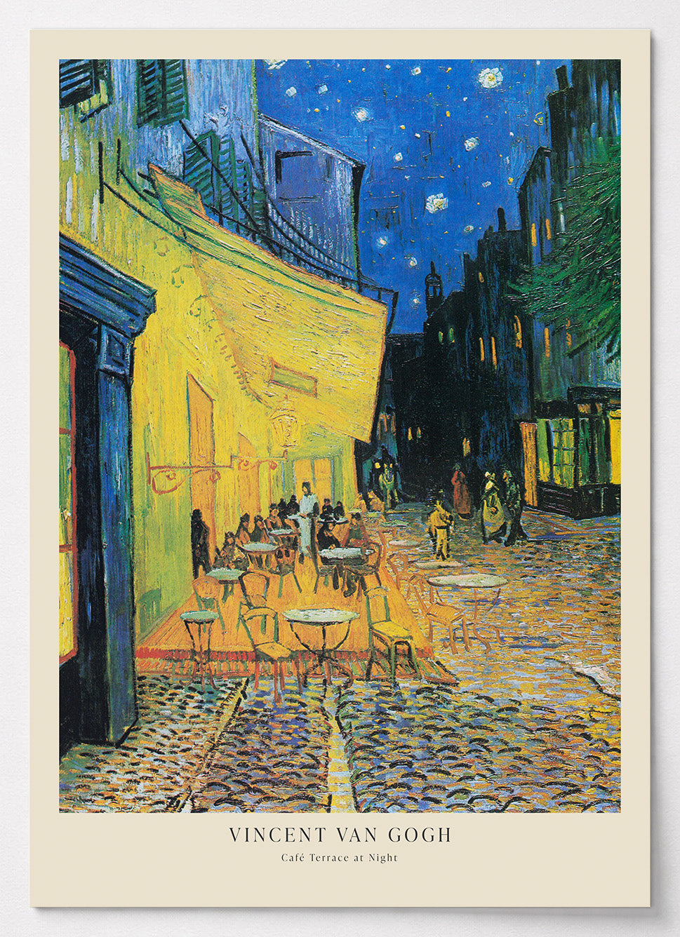 Van Gogh Poster mit gelber Café-Terrasse unter Sternenhimmel