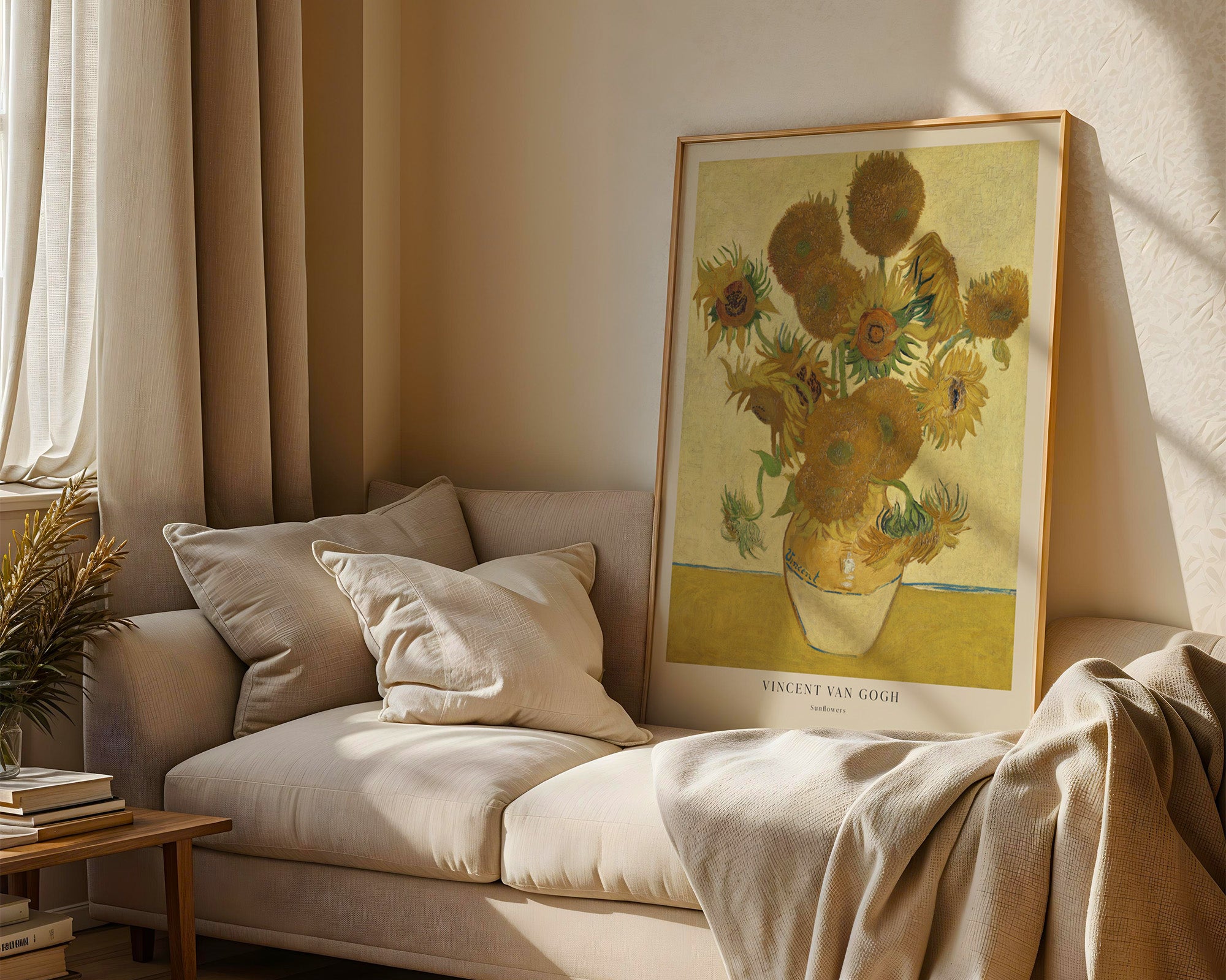 Van Gogh Sonnenblumen Poster gerahmt im Wohnzimmer