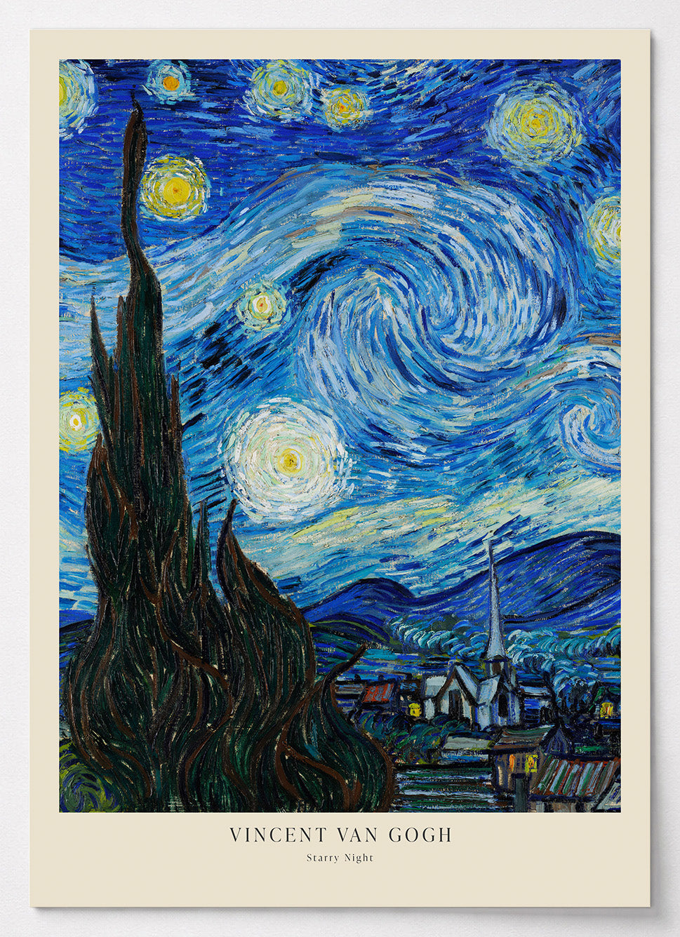 Van Gogh Poster Sternennacht mit wirbelndem Sternenhimmel