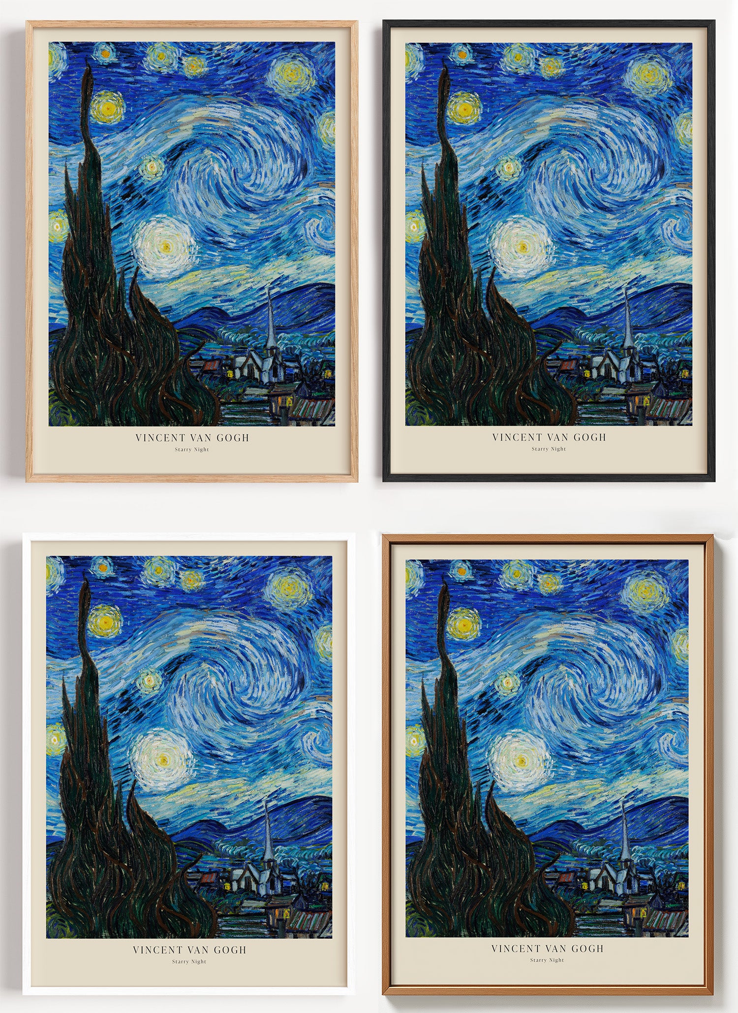 Van Gogh Poster Sternennacht als Wandbild auf Papier oder Leinwand