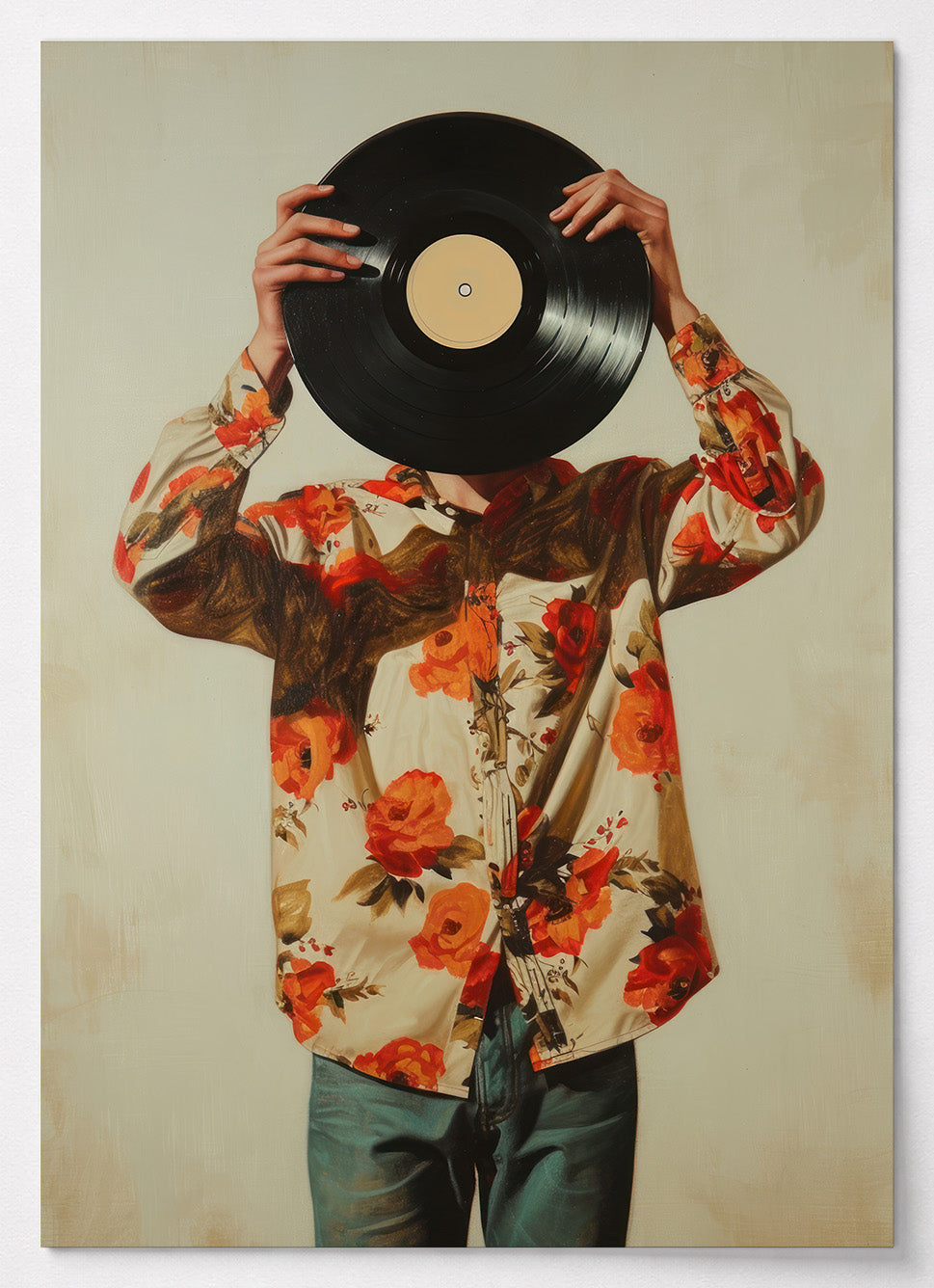 Vinyl Poster mit Schallplatte im nostalgischen Retro-Stil