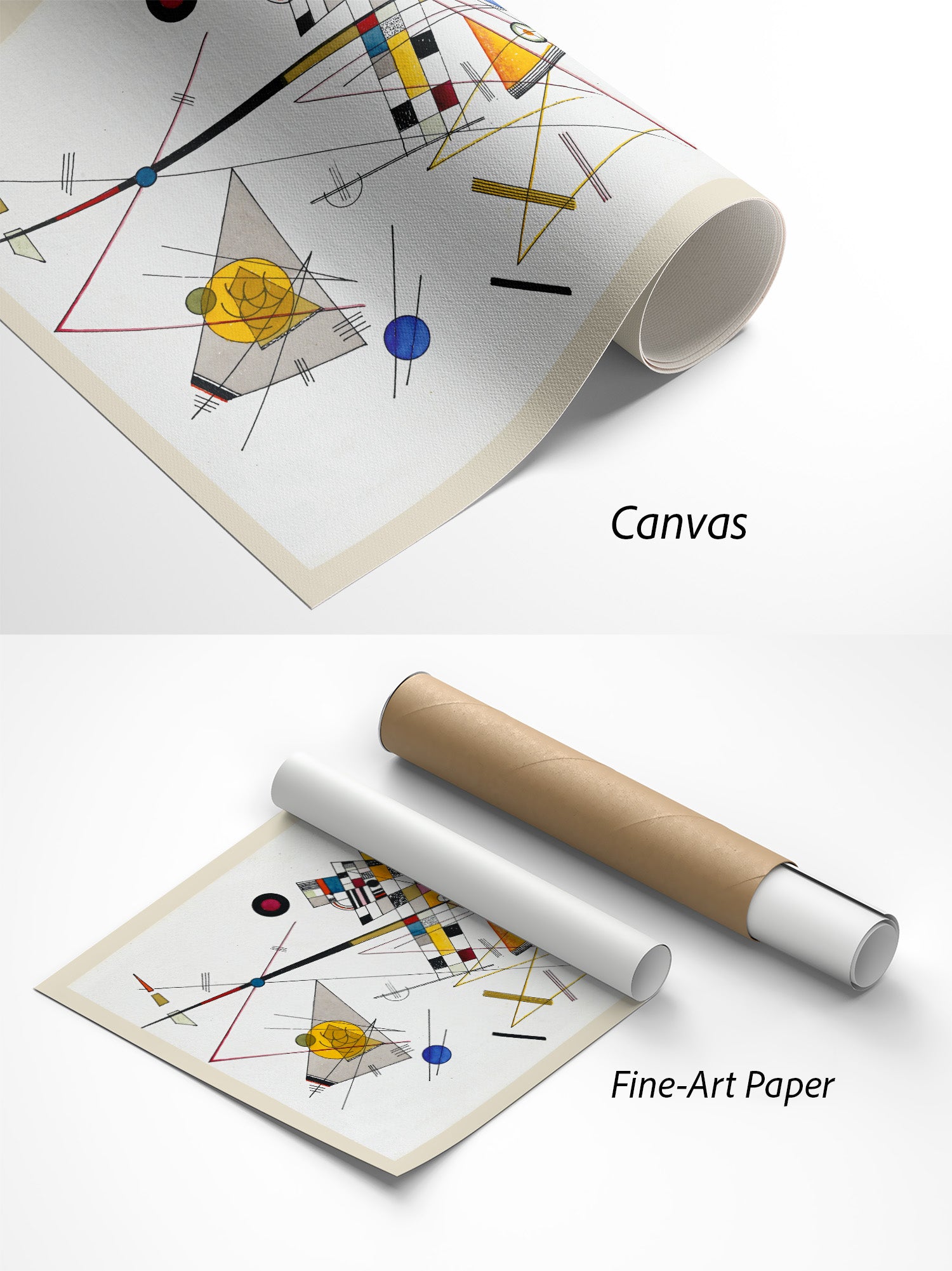 Wassily Kandinsky Zarte Spannung Kunstdruck auf Canvas und Fine-Art-Papier im Materialvergleich