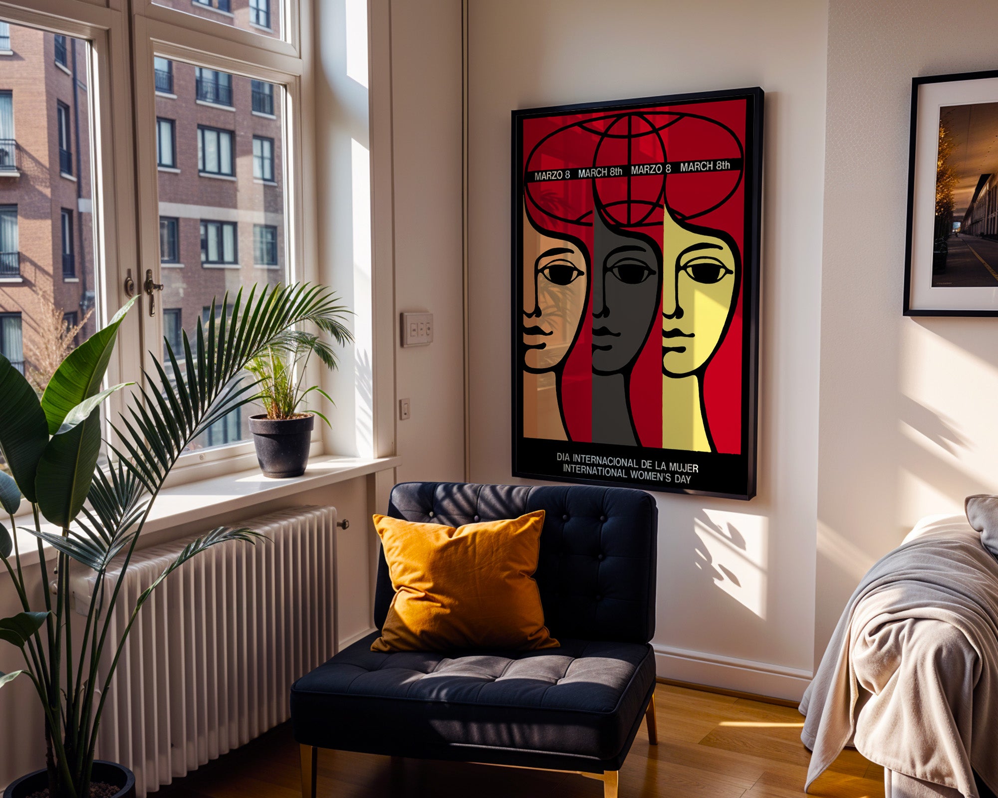 Weltfrauentag Poster gerahmt im Wohnzimmer
